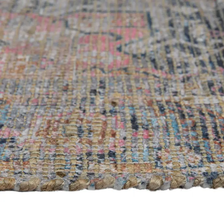 4' X 6' Light Blue Gray And Pink Oriental Hand Woven Area Rug With Fringe