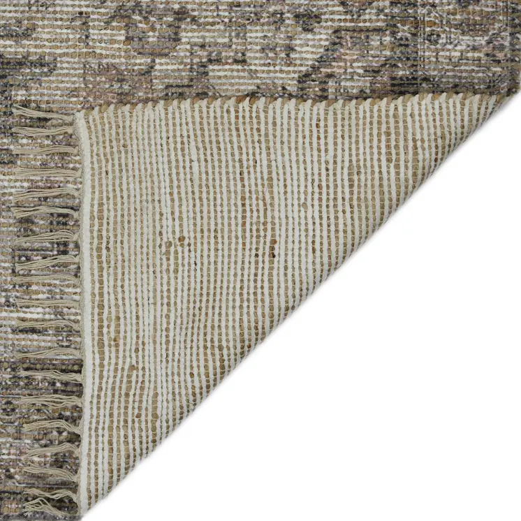 8' X 10' Gray Dark Gray And Dark Pink Oriental Hand Woven Area Rug With Fringe