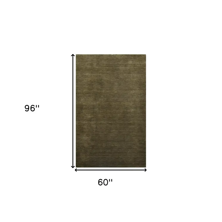 5' X 8' Brown Wool Hand Woven Area Rug