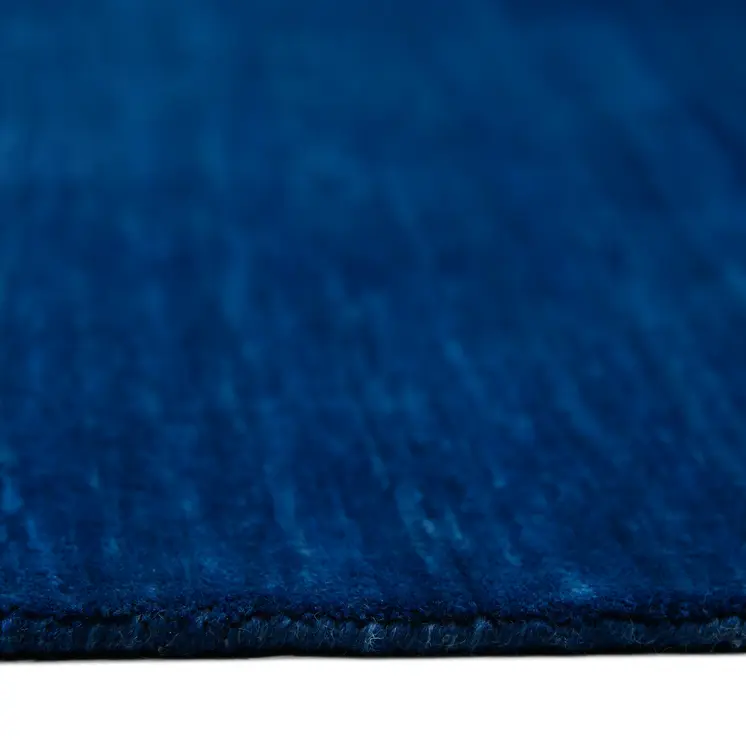 8' X 10' Navy Blue Wool Hand Woven Area Rug