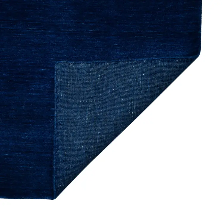 8' X 10' Navy Blue Wool Hand Woven Area Rug