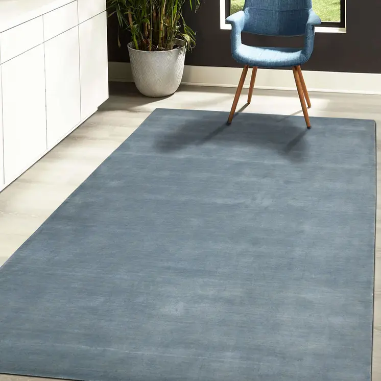10' X 14' Light Blue Wool Hand Woven Area Rug