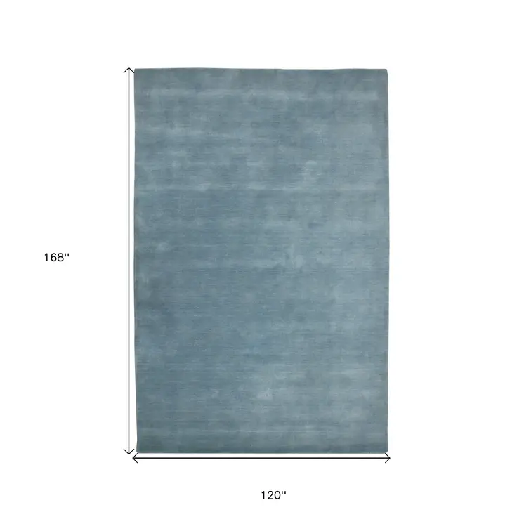 10' X 14' Light Blue Wool Hand Woven Area Rug