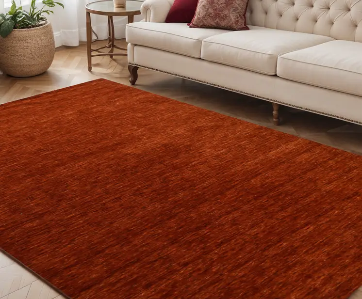 5' X 8' Red Wool Hand Woven Area Rug