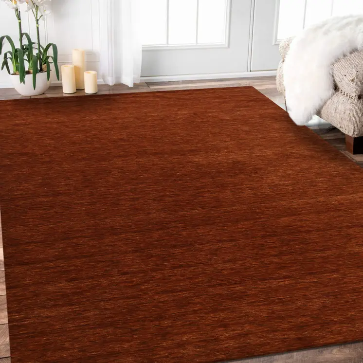 5' X 8' Red Wool Hand Woven Area Rug