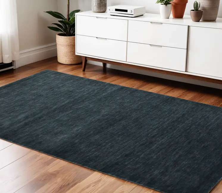 4' X 6' Dark Gray Wool Hand Woven Area Rug