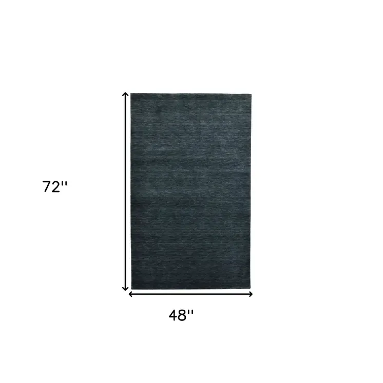 4' X 6' Dark Gray Wool Hand Woven Area Rug