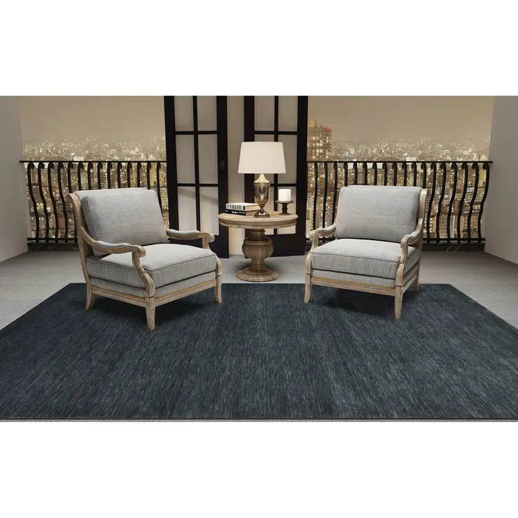 9' X 12' Dark Gray Wool Hand Woven Area Rug