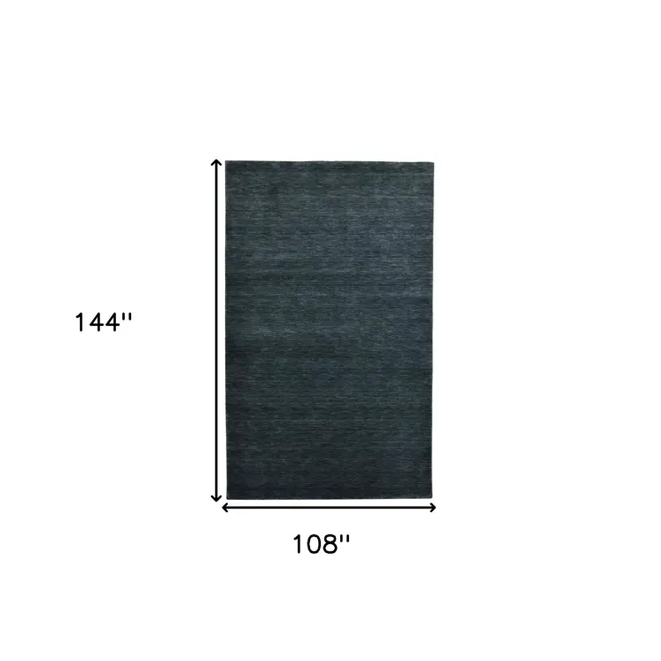 9' X 12' Dark Gray Wool Hand Woven Area Rug