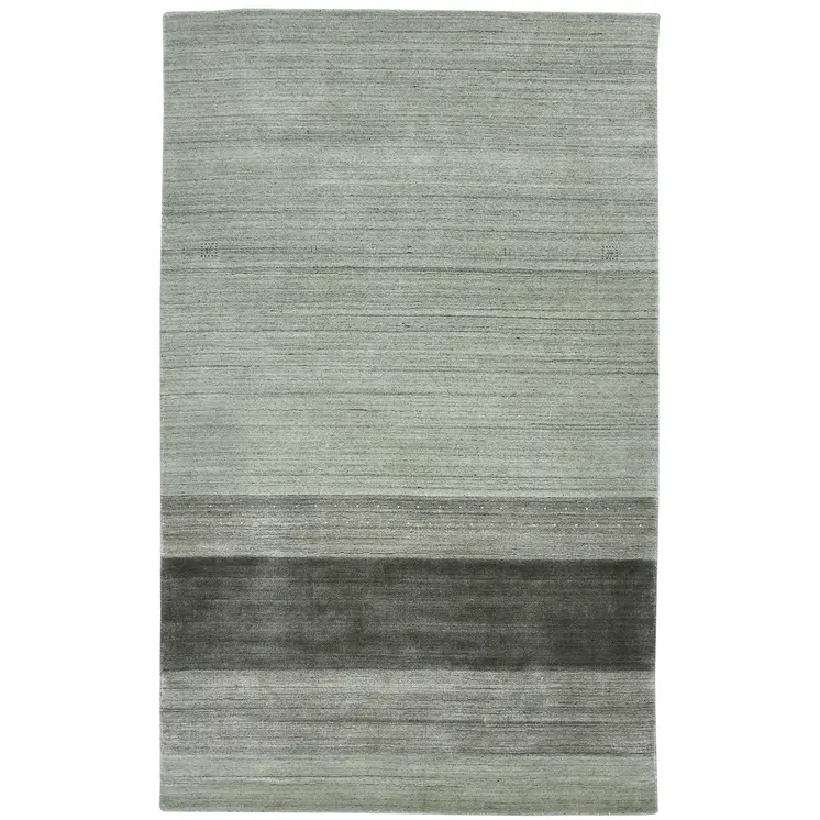 4' X 6' Gray And Light Green Wool Striped Hand Woven Area Rug