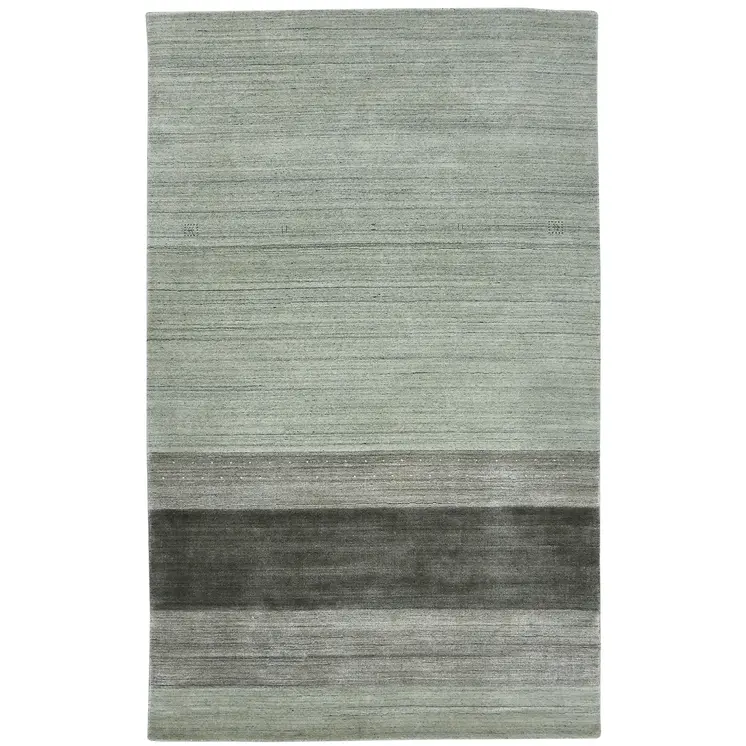 4' X 6' Gray And Light Green Wool Striped Hand Woven Area Rug