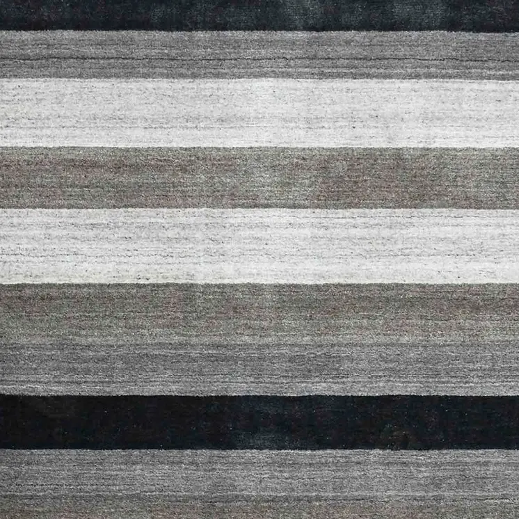 4' X 6' Black And Gray Wool Striped Hand Woven Area Rug