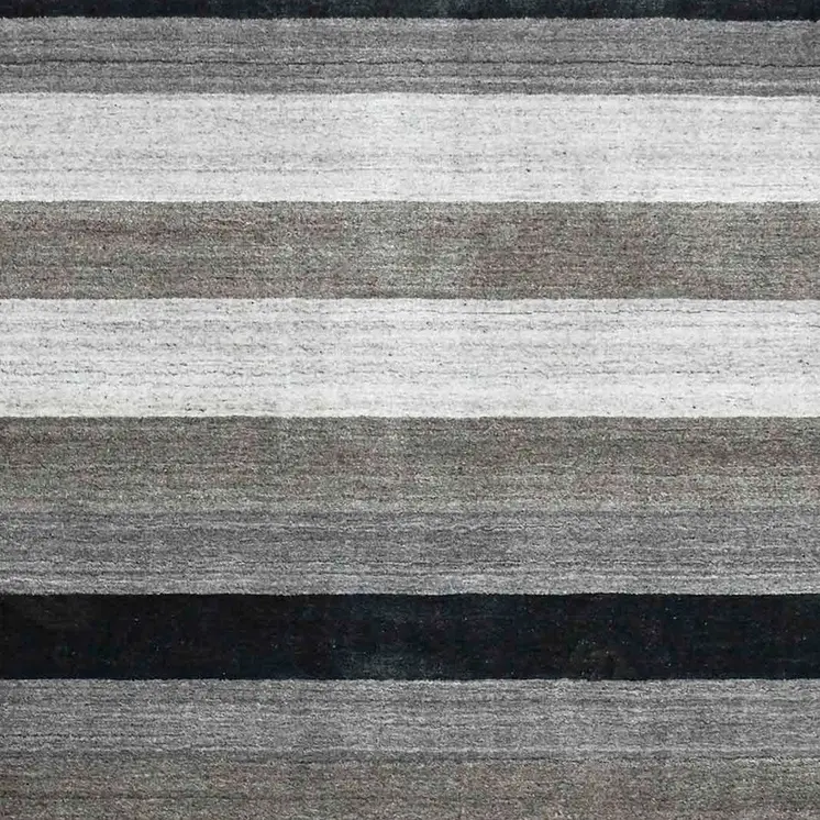 5' X 8' Black And Gray Wool Striped Hand Woven Area Rug