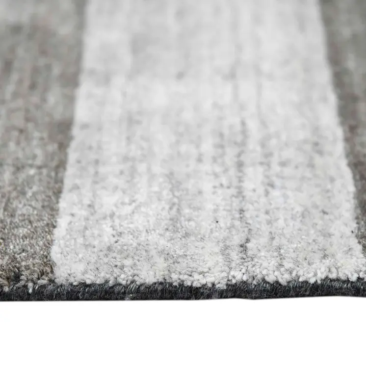 10' X 14' Black And Gray Wool Striped Hand Woven Area Rug
