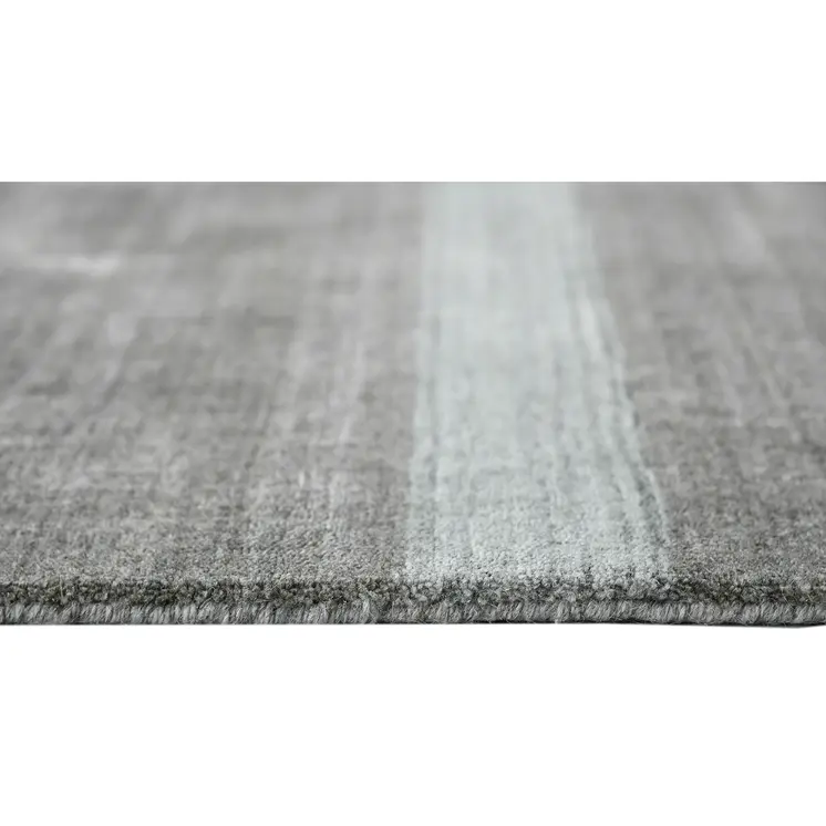 4' X 6' Ivory Gray And Green Wool Striped Hand Woven Area Rug