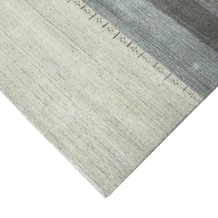 4' X 6' Ivory Gray And Green Wool Striped Hand Woven Area Rug