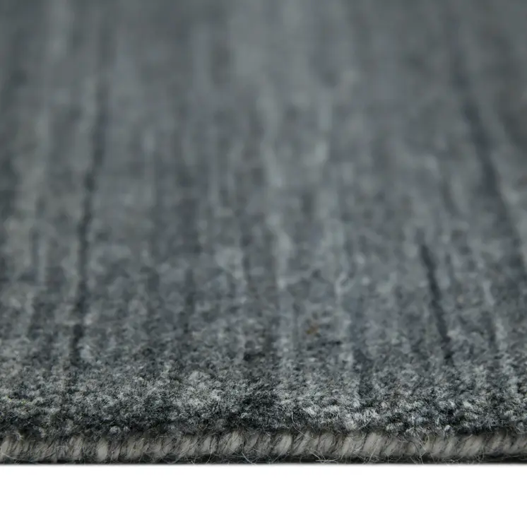 5' X 8' Charcoal And Ivory Wool Striped Hand Woven Area Rug
