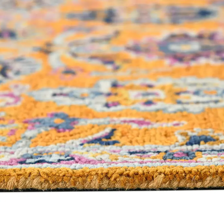 8' X 11' Orange Purple And Blue Wool Floral Hand Tufted Area Rug