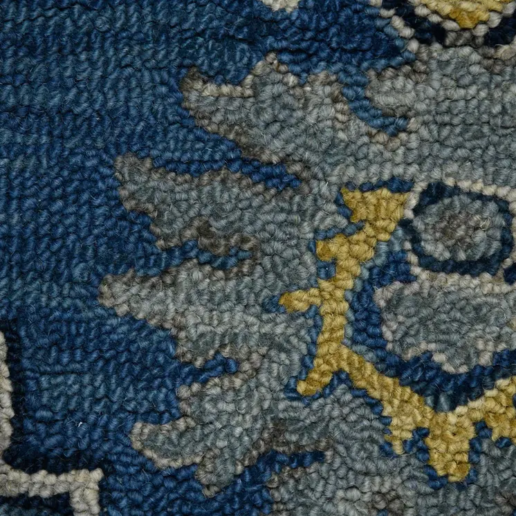 2' X 3' Teal And Gray Wool Medallion Hand Tufted Area Rug
