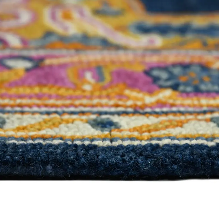 8' X 10' Blue Purple And Brown Wool Medallion Hand Tufted Area Rug