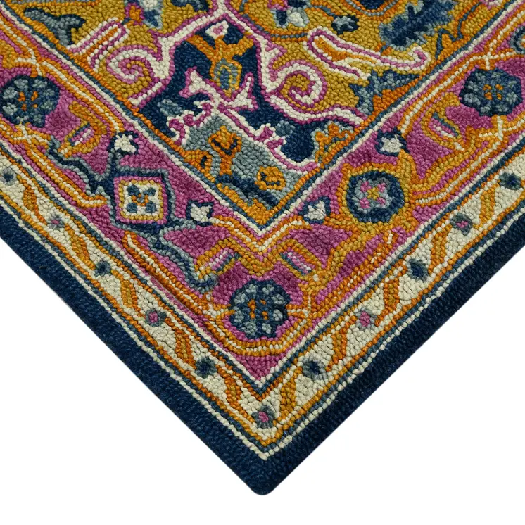 8' X 10' Blue Purple And Brown Wool Medallion Hand Tufted Area Rug