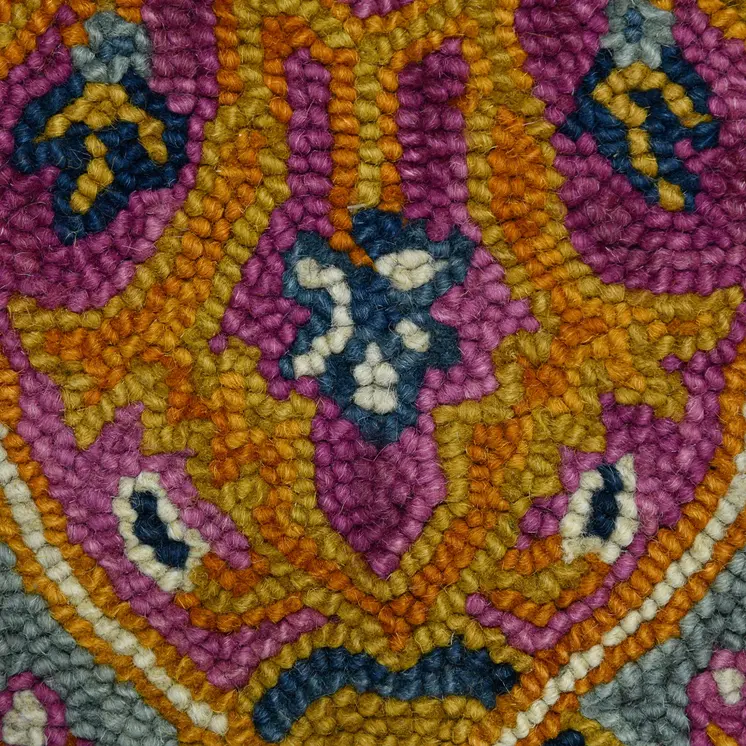 8' X 11' Blue Purple And Brown Wool Medallion Hand Tufted Area Rug