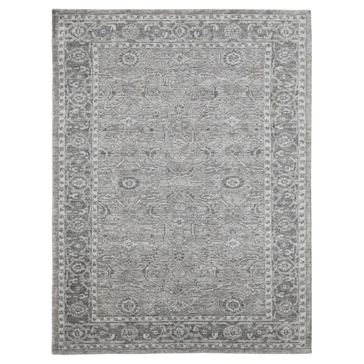 2' X 3' Gray And Dark Gray Wool Medallion Hand Woven Area Rug