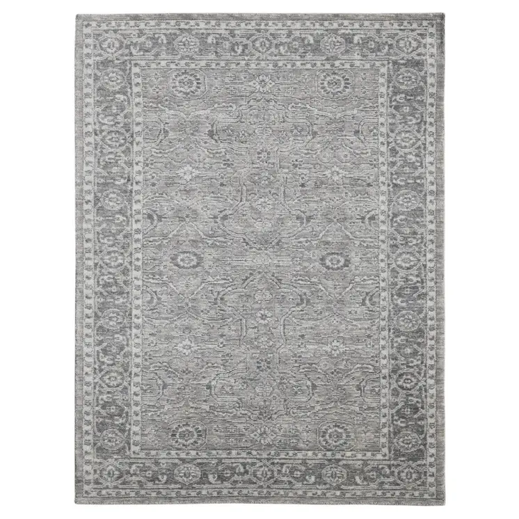 2' X 3' Gray And Dark Gray Wool Medallion Hand Woven Area Rug