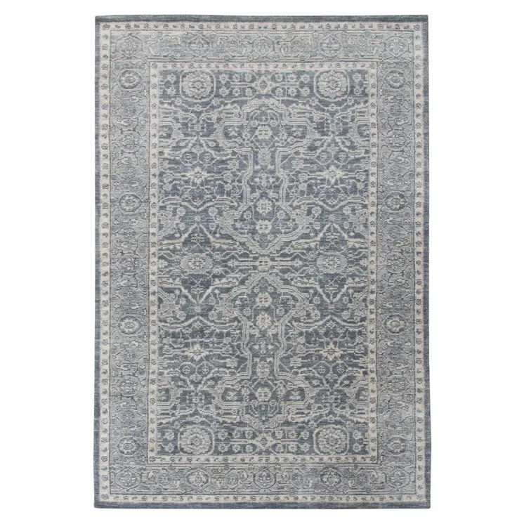 5' X 8' Gray And Dark Gray Wool Medallion Hand Woven Area Rug