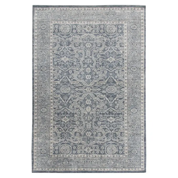 5' X 8' Gray And Dark Gray Wool Medallion Hand Woven Area Rug