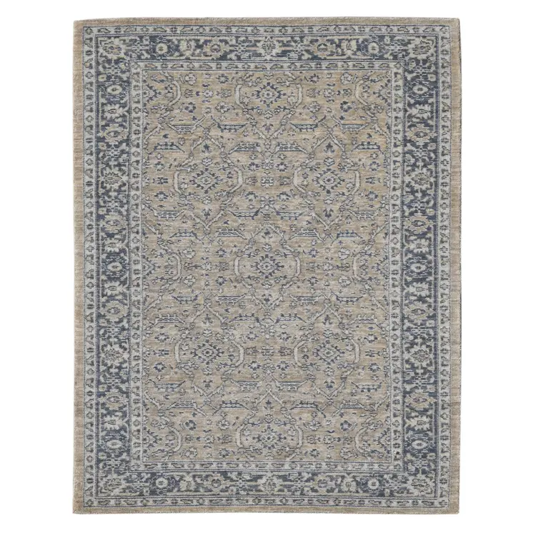 5' X 8' Gold Charcoal And Ivory Wool Medallion Hand Woven Area Rug