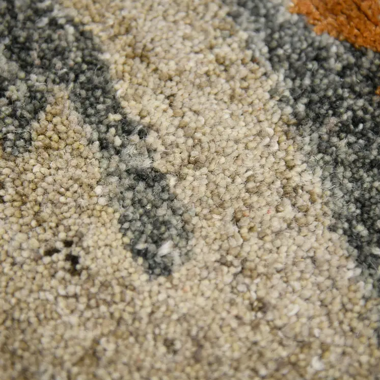 2' X 3' Orange Ivory And Green Wool Abstract Hand Tufted Area Rug