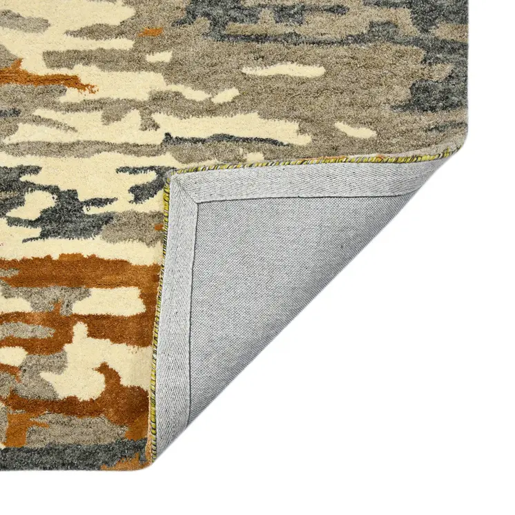 2' X 3' Orange Ivory And Green Wool Abstract Hand Tufted Area Rug