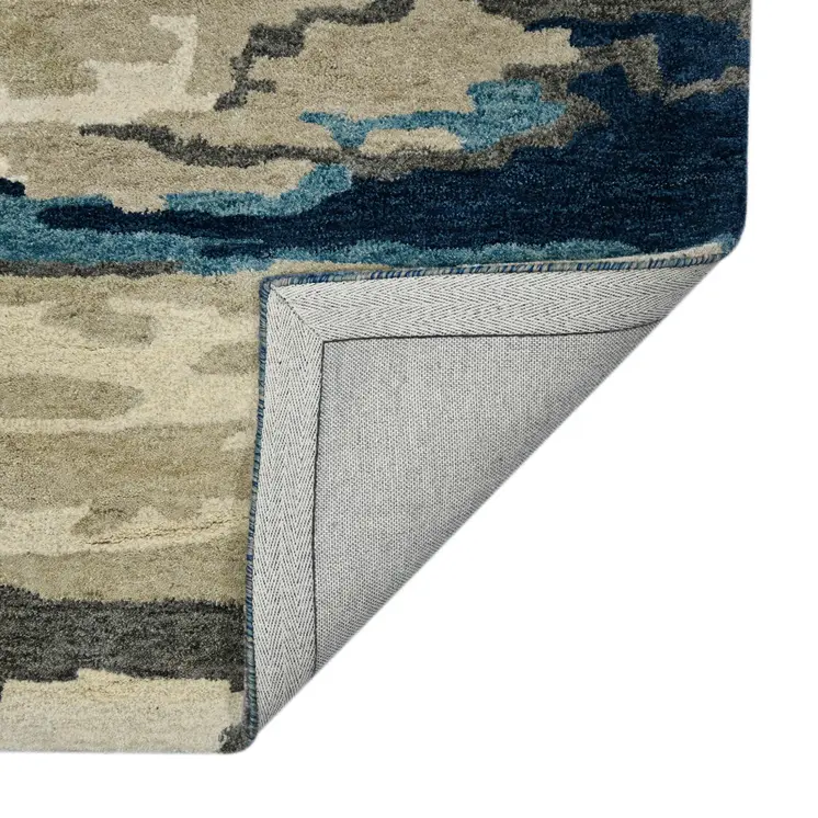 8' X 10' Blue Gray And Ivory Wool Abstract Hand Tufted Area Rug