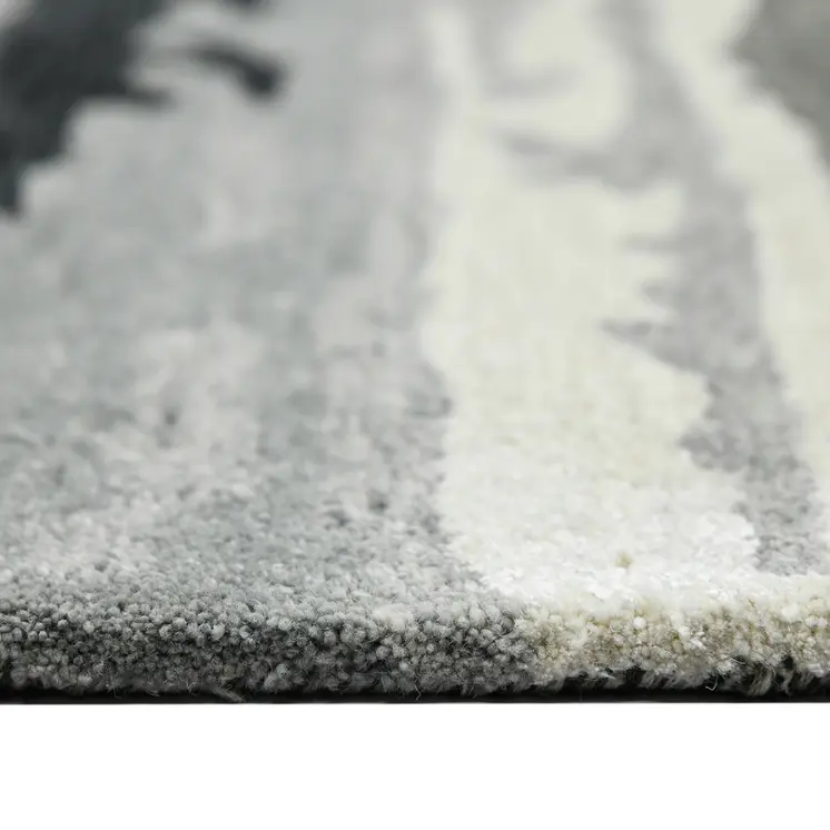 8' X 10' Dark Gray Black And Ivory Wool Abstract Hand Tufted Area Rug