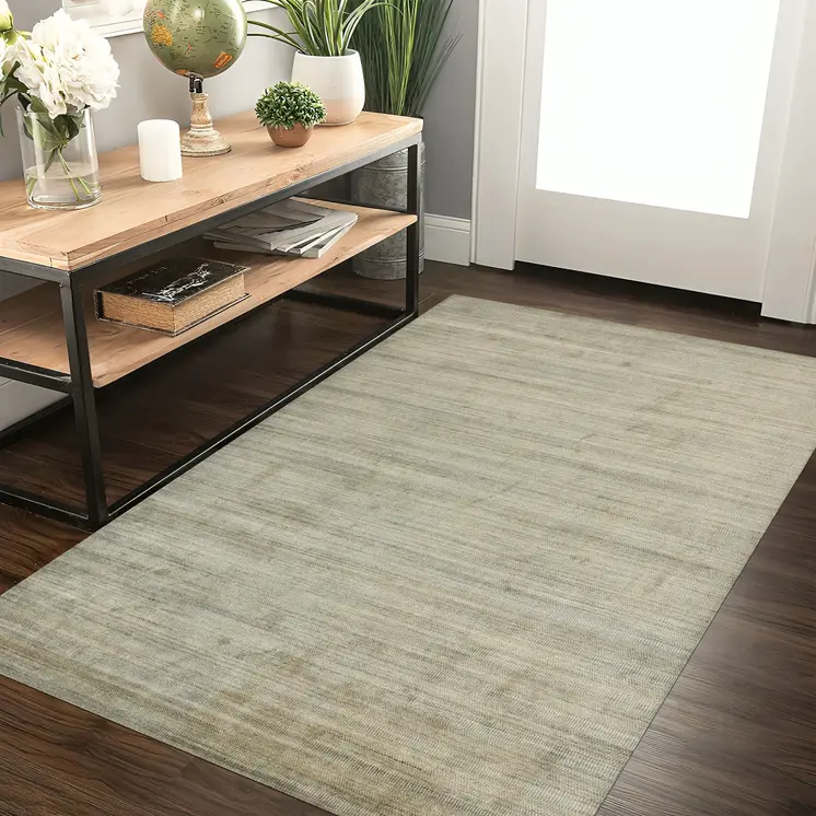 2' X 3' Beige And Brown Wool Striped Hand Woven Area Rug
