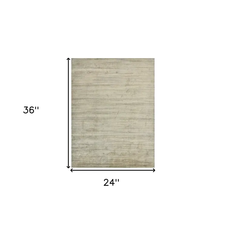 2' X 3' Beige And Brown Wool Striped Hand Woven Area Rug