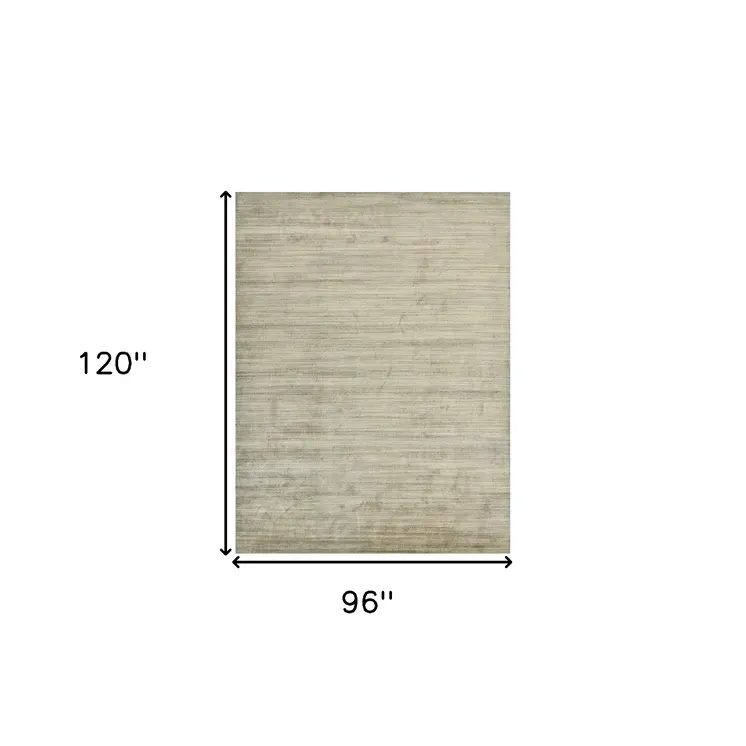 8' X 10' Beige And Brown Wool Striped Hand Woven Area Rug