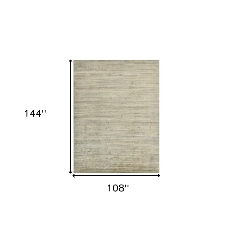 9' X 12' Beige And Brown Wool Striped Hand Woven Area Rug