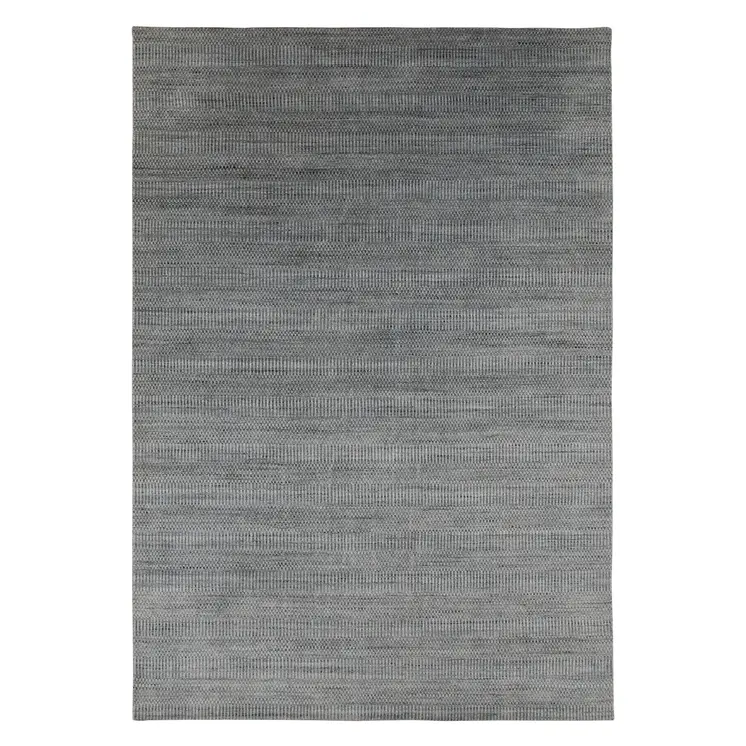 3' X 5' Silver And Blue Wool Striped Hand Woven Area Rug