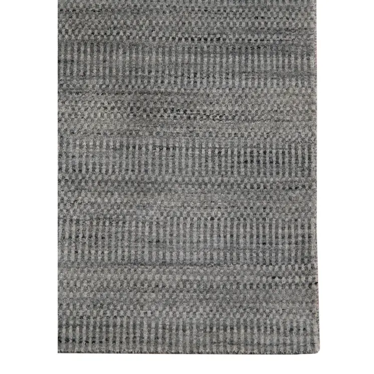 3' X 5' Silver And Blue Wool Striped Hand Woven Area Rug