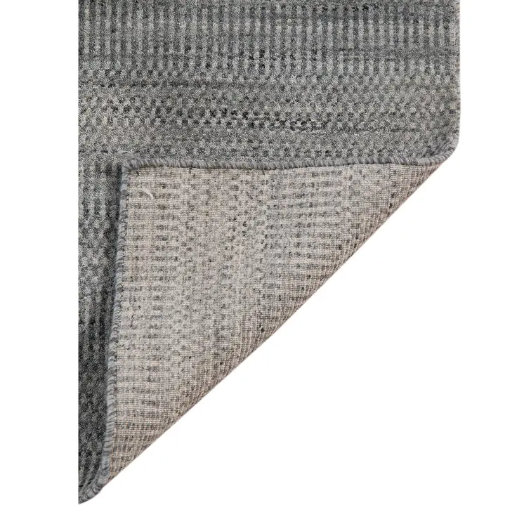 3' X 5' Silver And Blue Wool Striped Hand Woven Area Rug