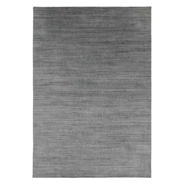 3' X 5' Silver And Blue Wool Striped Hand Woven Area Rug