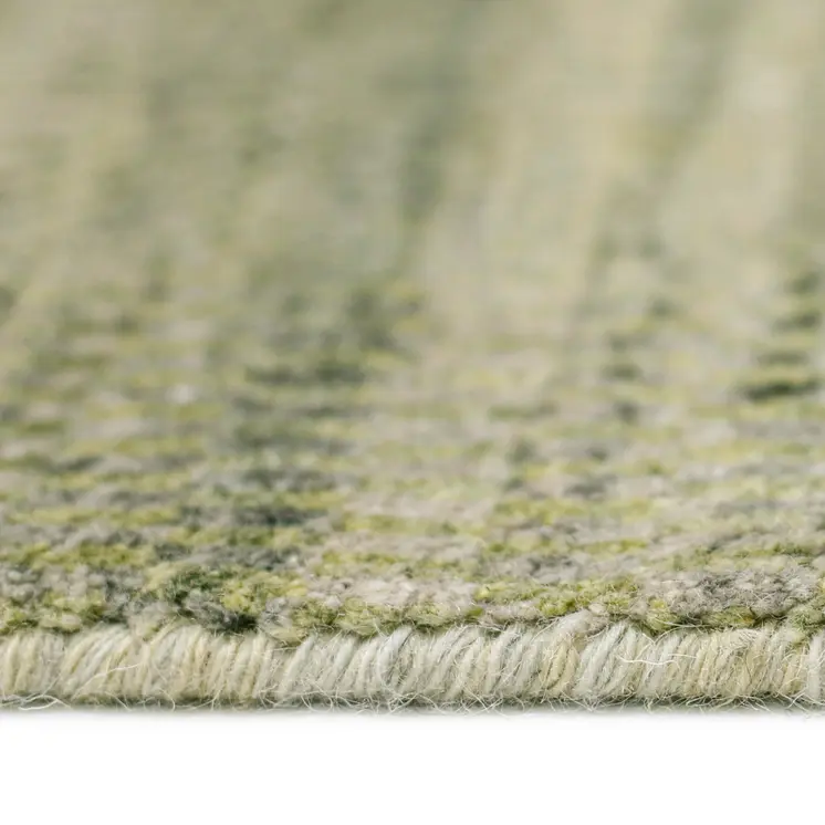 9' X 12' Green And Sage Wool Striped Hand Woven Area Rug
