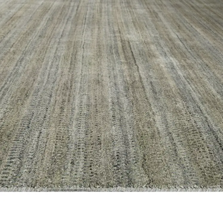 2' X 3' Silver And Gray Wool Striped Hand Woven Area Rug