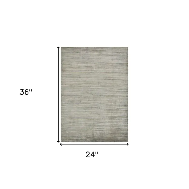 2' X 3' Silver And Gray Wool Striped Hand Woven Area Rug