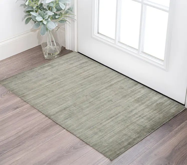 3' X 5' Silver And Gray Wool Striped Hand Woven Area Rug