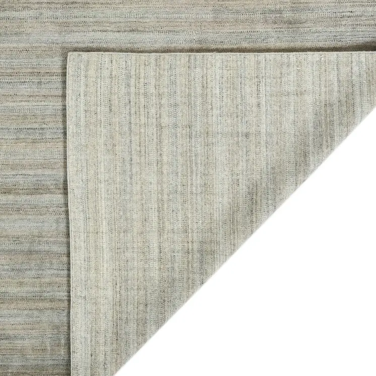 9' X 12' Silver And Gray Wool Striped Hand Woven Area Rug