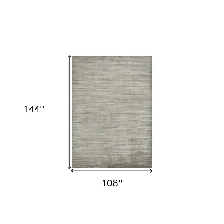 9' X 12' Silver And Gray Wool Striped Hand Woven Area Rug
