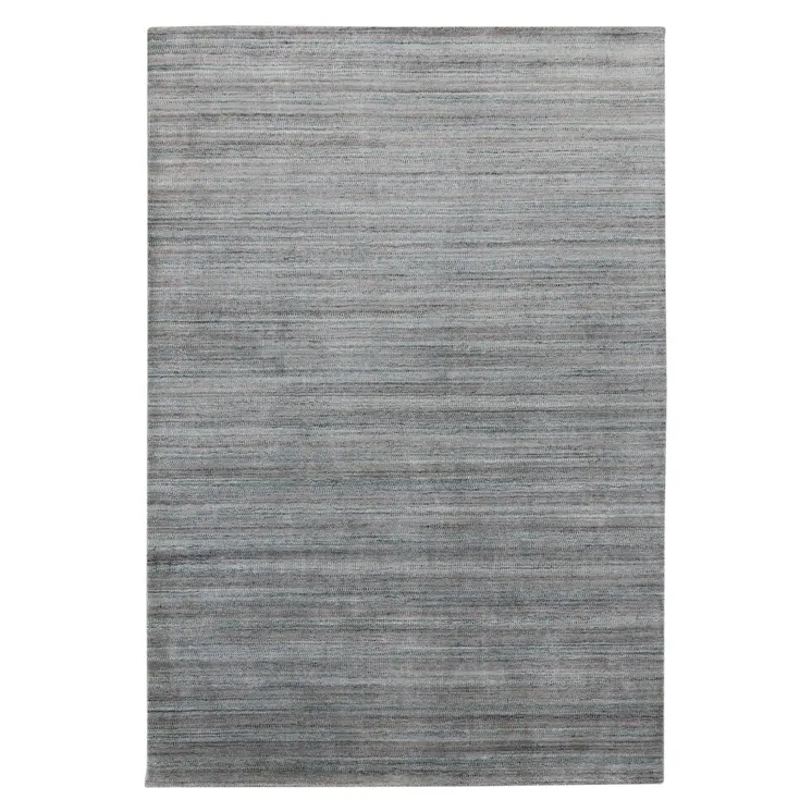 2' X 3' Gray And Blue Wool Striped Hand Woven Area Rug